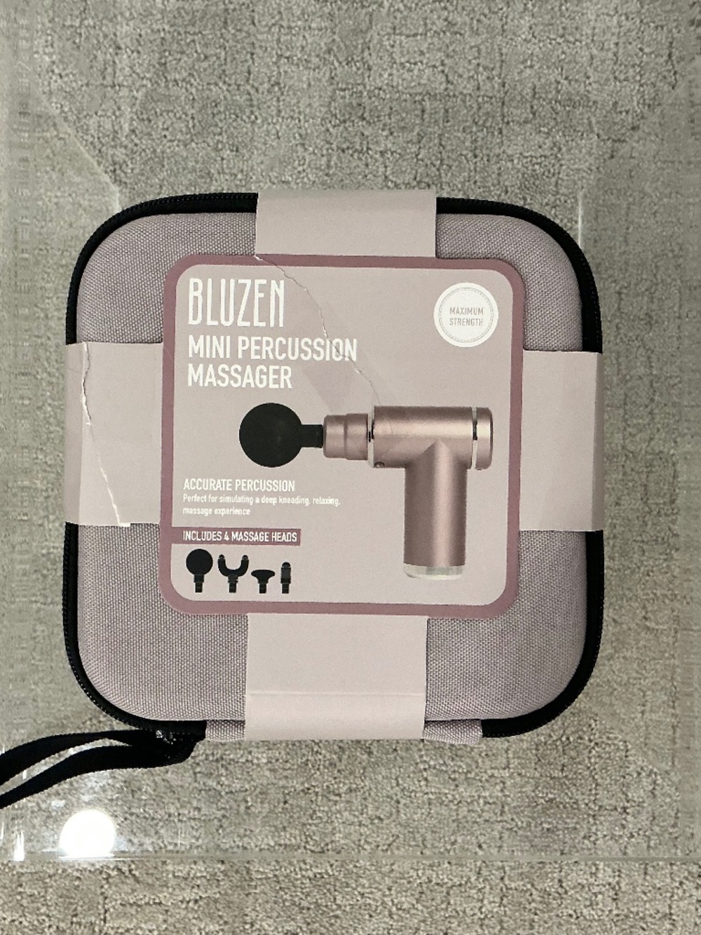 BLUZEN Mini Percussion Massager Handheld Rechargeable w/ 4 Heads - NEW